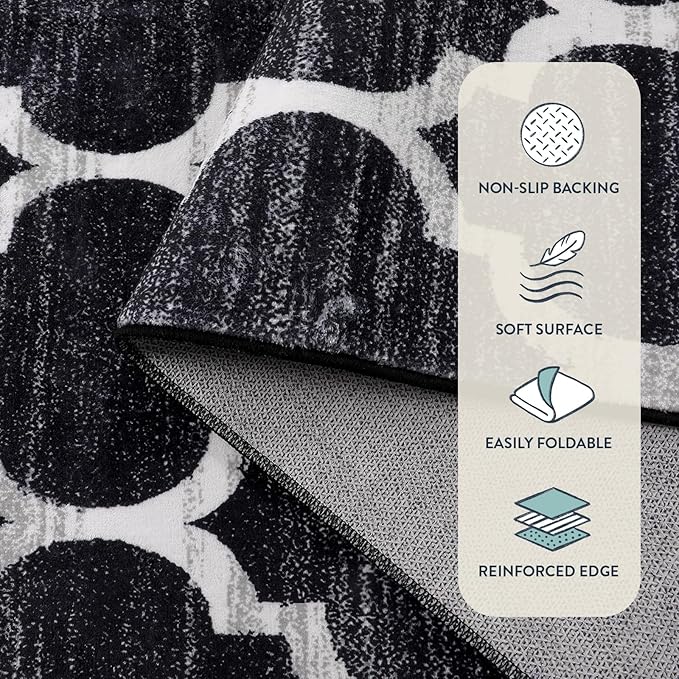 Lahome Black Entry Rug - 2x3 Washable Rugs Kitchen Rug Non-Slip Small Area Rug Throw Rugs Floor Carpet for Door Mat Indoor Entrance Entryway Bedrooms Laundry Room Decor (2’ X 3’, Black)