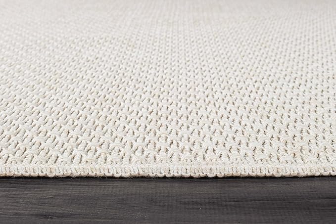Easy Jute Rugs 9x12 White Color Living Room Indoor Outdoor Area Rug for Patio Farmhouse and Kitchen Rug High Traffic Easy to Clean Washable Solid Boho Woven Design Outside Carpet (9 x 12)