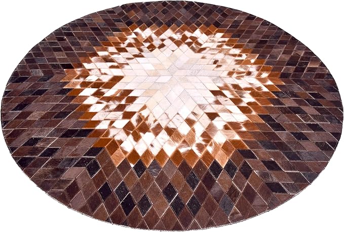 Round Area Rug – Soft and Durable Floor Mat for Living Room, Bedroom, or Entryway – Non-Slip Modern Carpet for Home Decor & Interior Styling(Tan&White 9X9)