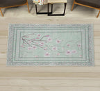 Ambesonne Apple Blossom Decorative Rug, Flowers and Blooming Spring Season Branches Nature Garden Romance, Quality Carpet for Bedroom Dorm and Living Room, 2' 2" x 3' 7", Mint Green and Pink