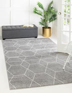 Unique Loom Trellis Frieze Collection Area Rug - Geometric (10' x 13', Light Gray/ Ivory)