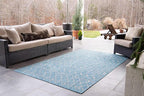 Unique Loom Outdoor Trellis Collection Area Rug - Tribal Trellis (9' x 12' Rectangle, Aqua/ Ivory)