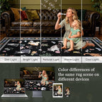9x12 Area Rugs Living Room Rug: Vintage Washable Rug Floral Soft Carpet Indoor Floor Non-Slip Boho Stain Resistant Large Carpets for Bedroom Kids Nursery Dining Room Farmhouse Home Office Black/C01
