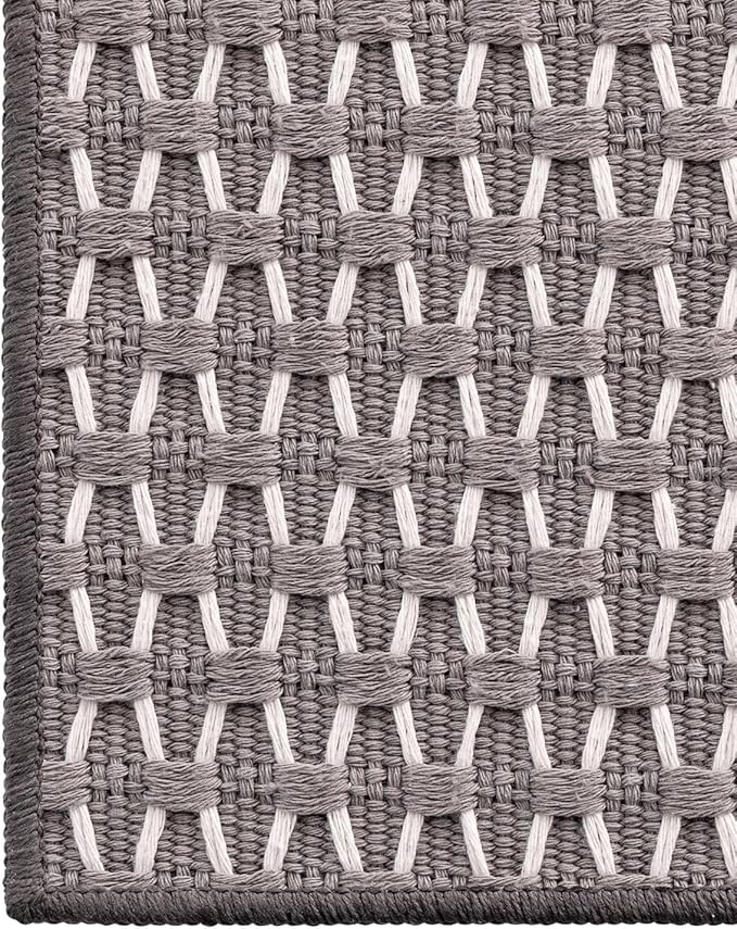 LUMI Indoor Area Rugs, Non-Slip Low Profile Checkered Inside Rug, Comfort Weave Grid Pattern Floor Rug, 5'x8'