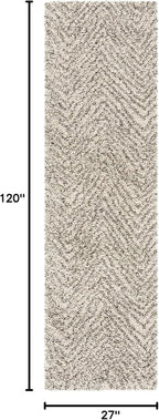 SAFAVIEH Hudson Shag Collection Runner Rug - 2'3" x 10', Ivory & Grey, Chevron Design, Non-Shedding & Easy Care, 2-inch Thick Ideal for High Traffic Areas in Living Room, Bedroom (SGH375A)