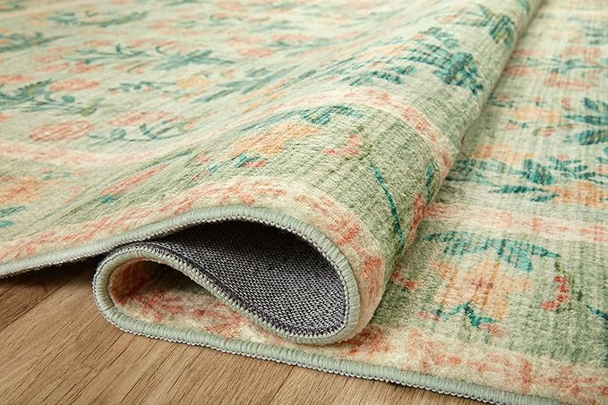 Loloi Rifle Paper Co. Eden Collection EDE-01 Mughal Rose Moss 2'-0" x 5'-0" Accent Rug feat. CloudPile™