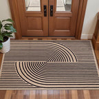 Tangsoo Rainbow Easy Jute Rug 2x4 Small Throw Rugs for Entryway,Washable Ultra Thin Outdoor Door Mat, Black Non-Slip Indoor Floor Carpet for Entrance Kitchen Hallway Bedroom Front Porch