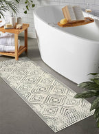 Wonnitar Moroccan Washable 2x6 Runner Rug for Hallways, Non-Skid Carpet Runners for Kitchen, Boho Farmhouse White Non-Shedding Laundry Room Throw Mat for Bathroom Closet Bedroom (Beige,2'x6')