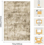 6x9 Machine Washable Area Rug for Living Room, Brown Modern Vintage Abstract Rug Large Non-Slip Low Pile Soft Faux Wool Carpet, Kids and Pets Friendly for Bedroom Dining Room Farmhouse Home Decor Rug