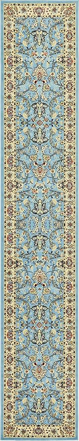 Unique Loom Sialk Hill Collection Area Rug - Washington (2' 11" x 16' 5" Runner Light Blue/Navy Blue)