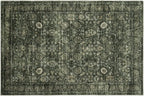 Morebes Washable Green Area Rugs 4x6, Vintage Boho Rugs for Bedroom, Soft Distressed Indoor Floor Non-Slip Non-Shedding Living Room Throw Carpet for Kitchen Dining Playroom Entryway Christmas Decor