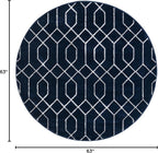 Unique Loom Glam Collection Area Rug - Trellis (5' 3" Round, Navy Blue Silver/ Silver)