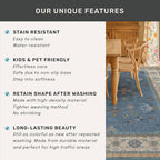 Boho 2x6 Non Slip Kitchen Rug Runner - Light Blue Washable Rug for Bathroom, Laundry Room, Hallway, Non Slip with Rubber Backing, Floral Eclectic Unique Runner Décor