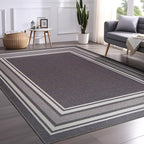 Beverly Rug Non Slip Area Rugs 5x7 Modern Bordered Non Skid Rubber Backing Soft Area Rug for Living Dining Room Easy to Clean Non Shedding Kitchen Bedroom Indoor Carpet 5 x 7 Gray