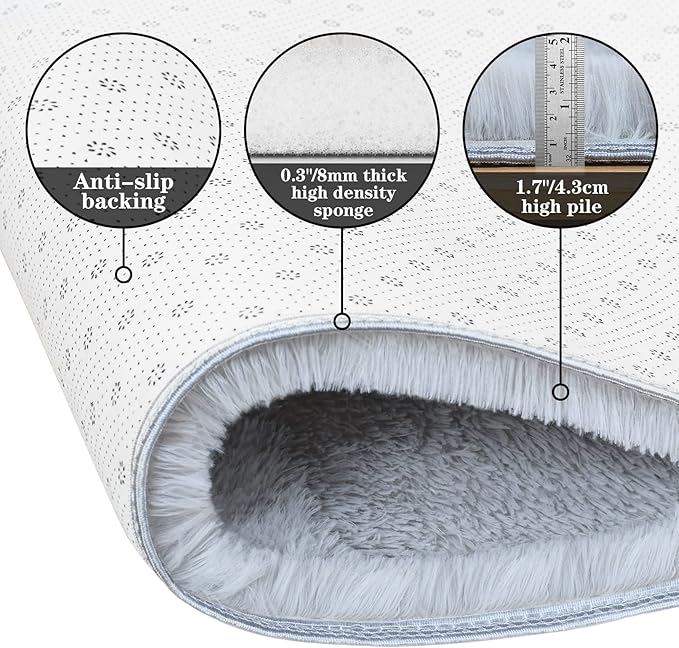 duduta 6x9 ft Grey Rectangle Fluffy Rug, Shag Fuzzy Plush Carpet for Bedroom Nursery Living Room Home Decor