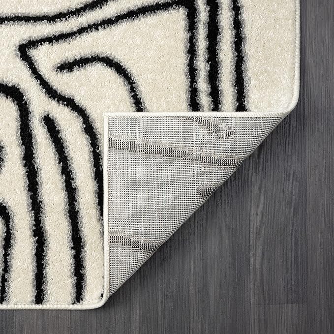 Abani Abstract Beige/Black Area Rug - 6'x9' - Modern Animal/Natural Lines Design - Deco Collection - Easy to Clean - Durable for High Traffic Areas - Bedroom, Office & Kitchen - Medium Pile