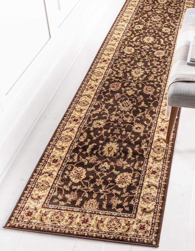 Unique Loom Voyage Collection Traditional Oriental Classic Intricate Design Area Rug (2' 7 x 10' 0 Runner, Brown/Ivory)