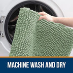 OLANLY Bathroom Rugs 70x24, Extra Soft Absorbent Chenille Bath Rugs, Rubber Backing Quick Dry, Machine Washable Bath Mats for Bathroom Floor, Tub and Shower, Home Decor Accessories, Sage Green