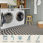 Lahome Striped Easy Jute Carpet, 8x10 Living Room Rugs Indoor Outdoor Patio Dining Room Rug, Farmhouse Non Slip Non Shedding Non Shedding Black Carpet for Deck Backyard Mudroom