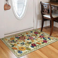 2x3 Machine Washable Area Rug for Entryway, Green Vintage Boho Floral Rug Non-Slip Low Pile Soft Faux Wool Small Carpet, Kids and Pets Friendly for Bedroom Kitchen Hallway Bedside Home Decor Rug