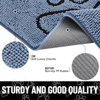 Smiry Dog Door Mat for Muddy Paws, Absorbent Dirt Trapper Non Slip Quick Dry Washable Chenille Mat for Mud Dogs, Entry Rug for Indoor and Outdoor (36x24 Inches, Airy Blue and Black)