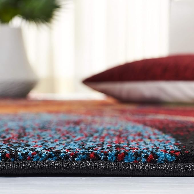 SAFAVIEH Glacier Collection 10'6" x 14' Red/Green GLA126Q Modern Abstract Non-Shedding Living Room Bedroom Dining Home Office Area Rug