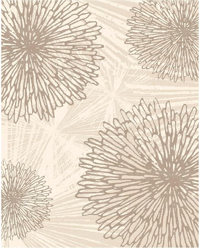 WITSHOCK 8x10 Area Rugs for Living Room: Beige Floral Washable Rugs for Bedroom Dining Room Office Nursery Modern Non-Slip Stain Resistant Low Pile Home Decor（Beige/Brown,8'x10'）