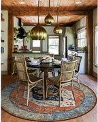 Lahome Ultra-Thin Round Rugs - 6ft Washable Round Area Rugs for Living Room Non-Slip Throw Circle Rugs for Bedroom Dining Room Rug, Non-Shedding Office Rug Oriental Round Carpet for Bedroom Kitchen