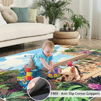 Peacock Rugs for Living Room - 4x6 Rug, Tropical Palm Leaves Area Rugs for Bedroom, Peacock Decor Rug, Floral Animal Washable Carpet, Peafowl Carpet - Peafowl Home Decor & Gifts