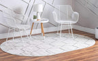 Unique Loom Trellis Frieze Collection Area Rug - Geometric (7' 10" x 10' Oval, Ivory/ Gray)