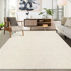 RUGSREAL Living Room Area Rug 9x12 Machine Washable Rug Non-Slip Stain Resistant Modern Abstract Bedroom Rug Contemporary Throw Floor Carpet for Dining Room Solid Area Rug for Home Office, Cream