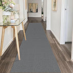 IOHOUZE Washable Runner Rug 2x10 Non Slip Rubber Backed Long Hallway Runner Entryway Runner Indoor, Kitchen Rugs Woven Cotton Floor Carpet for Hall Entrance, Dark Grey