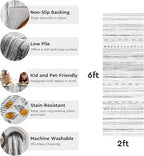 2x6 Runner Rug Machine Washable Non Slip Area Rug Distressed Neutral Moroccan Boho Rug Ultra Soft Floor Runners for Hallways for Entryway Laundry Room Kitchen, Black