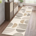 MUJOO Boho Runner Rug Washable,2x8 Area Rugs for Hallways Kitchen Bedroom Entryway Bathroom,Non Slip Carpet Long Mat Indoor,Soft Modern Abstract Bohemian Neutral Beige