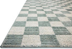 Loloi Chris Loves Julia Calvin Collection CLV-01 Blue/Ivory 7'-10" x 10' Area Rug Checkered Neutral Soft Living Room Bedroom Carpet