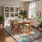 Lahome Boho Rugs for Living Room 8x10,Washable Orange Bedroom Area Rug Soft Low Pile Dining Room Rugs for Under Table,Vintage Thin Non Slip Printed Nursery Area Rug for Playroom Office(8x10ft Orange)
