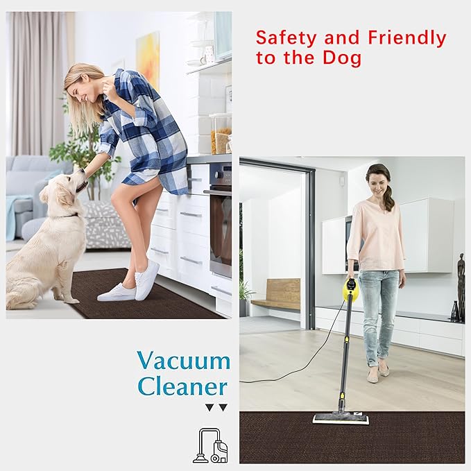 GOYLSER 5ft Kitchen Runner Rugs Non Skid, Absorbent Small Jute Kitchen Carpet Rugs, Rubber Backed Home Floor Mat, Deep Brown