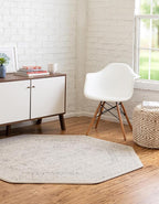Unique Loom Isabella Collection Area Rug - Adjani (7' 10" Octagon, White/ Blue)