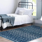 Lahome Moroccan Blue Carpet for Living Room 4x6 Area Rug Non-Slip Ultra-Thin Soft Bedroom Rug Stain Resistant Modern Carpet with Geometric Print, Suitable for Office, Kitchen, Entryway, Dining Room