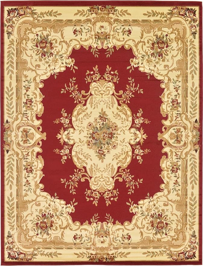 Rugs.com Chateau Collection Rug – 10' x 13' Red Medium Rug Perfect for Living Rooms, Large Dining Rooms, Open Floorplans