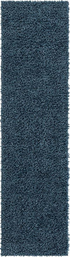 Unique Loom Davos Shag Collection Area Rug - Solid (2' x 8' Runner, Marine Blue)