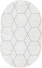 Unique Loom Trellis Frieze Collection Area Rug - Geometric (3' x 5' Oval, Ivory/ Gray)
