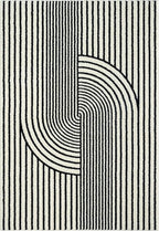 Abani Nuevo Collection Area Rug - Mid-Century Black & Ivory Arch Knot Design - 5' x 8' - for Living Room, Bedroom & Office
