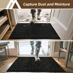 COSY HOMEER Door Mat,Dirt Trapper Entryway Rugs 24"x36",Non Slip Washable Entrance Mats,Absorbent Welcome Mat,Low Profile Dog Door Mats for Front Back Doomats and Wet Shoes,Black
