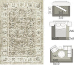 jinchan Fiora 6x9 Area Rug for Living Room Washable Soft Throw Rug Ultra-Thin Stain Resistant Non-Slip Distressed Vintage Floral Large Carpet for Bedroom Dining Room Home Office Nursery(6x9ft, Taupe)