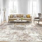 5x8 Area Rug Living Room: Machine Washable Large Abstract Soft Rugs Stain Resistant Indoor Floor Non Slip Accent Carpet for Bedroom Nursery Playroom Office Dining Room Dorm Home House- Brown