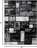 LUXE WEAVERS Modern Geometric Squares Gray 4x5 Area Rug for Living Room
