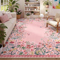 Lahome Boho Floral 8x10 Pink Rugs for Bedroom Girls, Non Slip Washable Nursery Rugs for Living Room, Pastel Indoor Throw Carpet for Dorm Classroom Playroom(Pink,8x10)