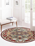 Unique Loom Narenj Collection Area Rug - Glasgow (5' 3" Round Burgundy/Blue)