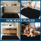 OLANLY Dog Door Mat for Muddy Paws 35x24, Absorbs Moisture and Dirt, Absorbent Non-Slip Washable Doormat, Quick Dry Chenille Mud Mat for Dogs, Entry Indoor Entryway Carpet for Inside Floor, Black
